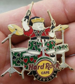 Hard Rock Cafe Foxwoods 2007 Red Playing Card King Playing Drums Pin