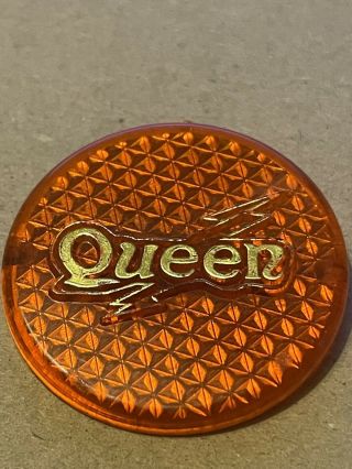 Queen Very Rare Vintage Orange Dayglo Badge Limited Edition Nr