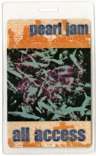 Pearl Jam 1998 Yield Concert Tour Issued All Access Laminated Backstage Pass