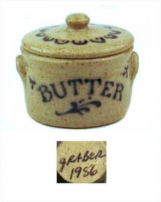 Butter Crock Stoneware By Jane Graber Artisan Dollhouse Miniature 1:12 Scale
