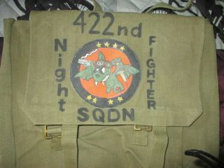 WWII / KW 422 ND NIGHT FIGHTER SQDN BAT PAINTED P37 BACK PACK W/STRAP 2