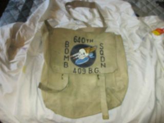 Ww2 / Kw Skull / Bomb 640 Th Bomb Sqdn British Painted P37 Back Pack W/strap