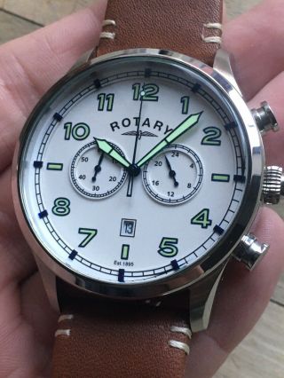 Rotary Large Mens Chronograph Watch Model Gs00482/01 Rrp £199