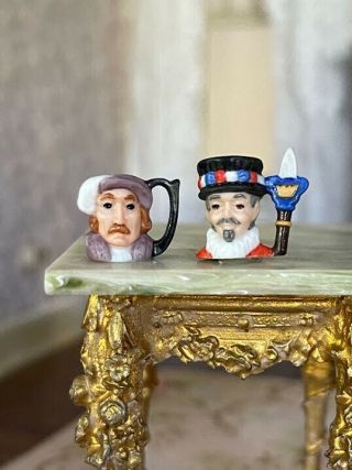 Artisan Miniature Vintage Dollhouse Carol Pongracic Sculpted Figural Pair Mugs