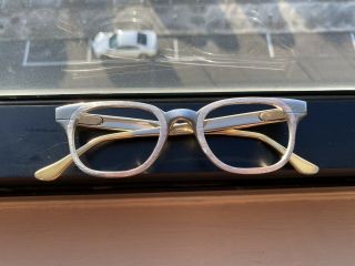 Vintage 1950s Tura Tart Arnel Style Aluminum Gold Unisex Eyeglasses Frames Nos