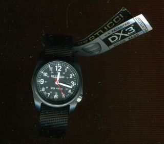 Bertucci Dx3 Field Watch,  40mm Black Resin Case,  Black Nylon Band 11043