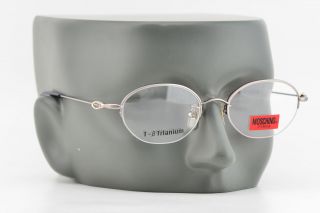 Vintage 80s Moschino Petite Oval Titanium Half - Rimmed Silver Glasses 49 - 18