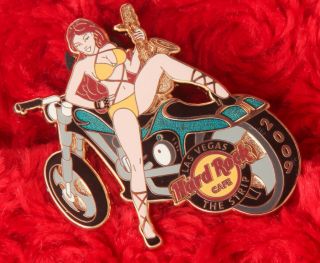 Hard Rock Cafe Pin Las Vegas Motorcycle Bikini Girl Chopper Saxophone Up Biker 1