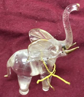 Vintage Dollhouse Doll House Miniature Dh Glass Elephant Trunk Up Clear Blown
