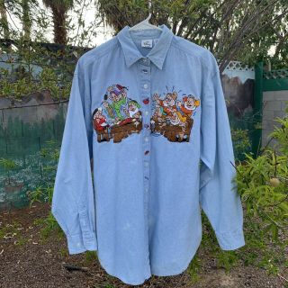 Vintage 90s Disney Snow White And The Seven Dwarfs Button Up Shirt Size Xl