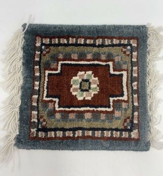Vintage Hand Woven Persian Wool Dollhouse Miniature Rug 6 " X 7 1/2 " 2