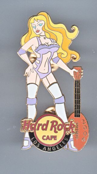 Hard Rock Cafe Pin: Los Angeles 2006 Lingerie Girl With Football Guitar Le300