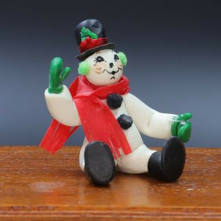 Vintage Christmas Seated Snowman For Dollhouse Miniature 1:12 Scale From1990
