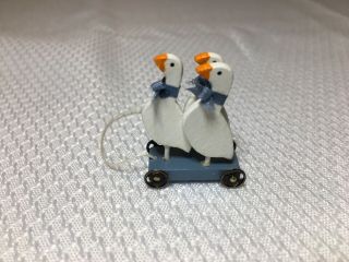 Artist Made Ducks Pull Toy Dollhouse Miniature 1:12 Scale Signed Wn