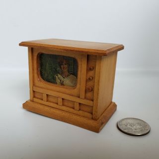 Vintage William Judge Television Tv Set Artisan Dollhouse Miniature 1:12