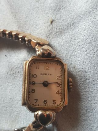 Vintage Buren Grand Prix Womens Watch 17 Jewel,  Gold Tone,  Swiss Made,