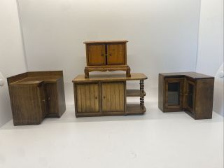 Dollhouse Miniatures 1:12 Wood Corner Cabinets Kitchen Island Cabinetry Wooden