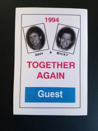 The Monkees 1994 Micky & Davy Together Again Tour Guest Backstage Pass