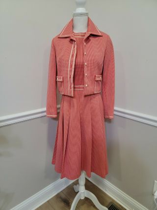 Vintage 60’s Mod Rona York Plaid Dress Jacket Set