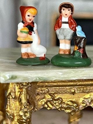Artisan Miniature Vintage Dollhouse Carol Pongracic Hummel Style Pair Figurines