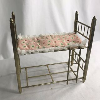 Vintage Doll House Bunk Bed 1:12 Goldtone Brass With Ladder Furniture