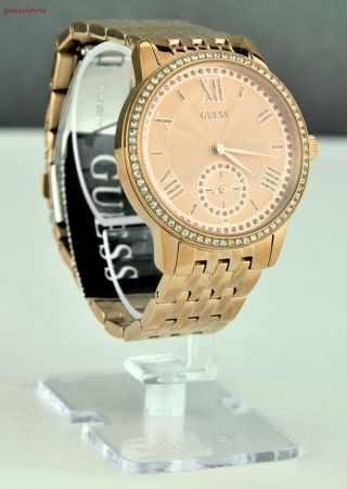 Nwt Ladies Watch Prime Chic Guess Rose Gold Stainless Steel Women