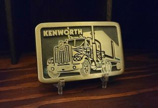 Vintage 1977 Kenworth Semi - Truck Advertising Brass Belt Buckle Tonkin Seattle