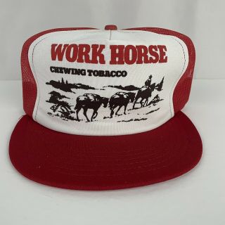 Vtg Work Horse Chewing Tobacco Mesh Trucker Snapback Hat Cap Old Stock 80s