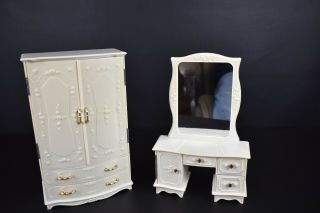 Vintage Ginny Doll By Vogue Bedroom Furniture White Wardrobe Night Stand,  Vanity