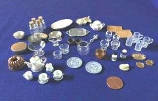 A Selection Of Dollhouse Miniature Kitchen Items