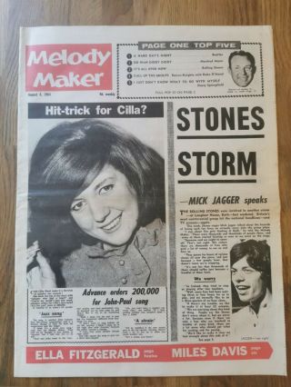 Melody Maker Newspaper August 8th 1964 Rolling Stones Storm Cilla Black