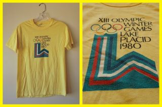 Vintage Xiii Olympic Winter Games Lake Placid 1980 T Shirt M/33 Single/stitch