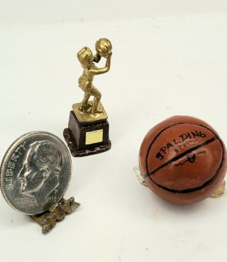 Vintage Artisan Basketball & Trophy 1:12 Dollhouse Miniature Handmade Sports
