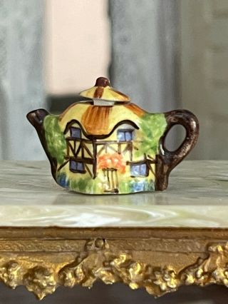 Vintage Miniature Dollhouse Artisan V Casson France Sculpted Porcelain Tea Pot