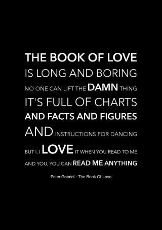 Peter Gabriel - The Book Of Love - Black Song Lyric Art Poster - A4