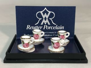 Dollhouse Miniature 1:12 Scale Reutter Cup And Saucer Floral Set