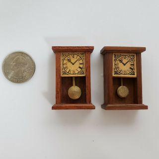Vintage William Judge 2 Mantle Clocks Artisan Dollhouse Miniature 1:12