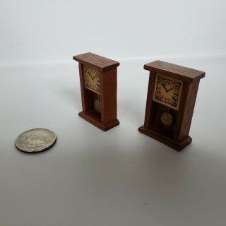 Vintage William Judge 2 Mantle Clocks Artisan Dollhouse Miniature 1:12 2