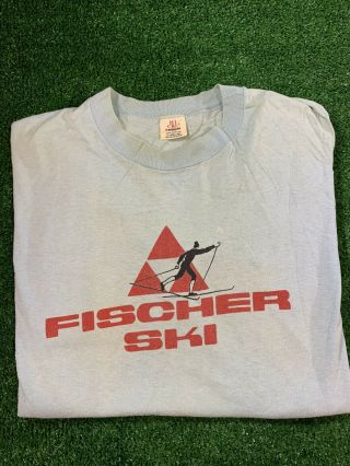 Vintage Fischer Skis T - Shirt Xl 80s Skiing Snow Sports Faded Tee True Vintage