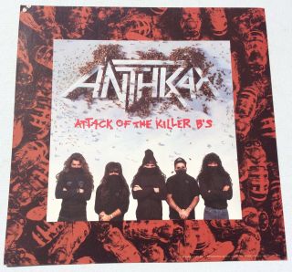 Vtg 1991 Lp Record Promo Display Flat 2 Sided Anthrax Attack Of The Killer B’s