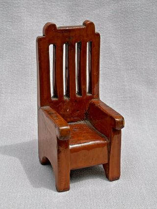 Miniature Hand Made Antique Wooden Chair Doll House Furniture
