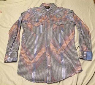 Vintage Sears Western Wear Knit Long Sleeve Shirt Pearl Buttons Great Colors Xl