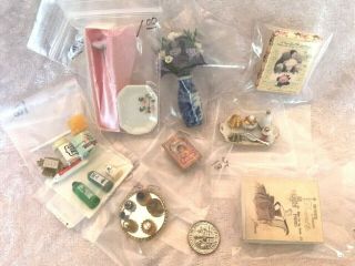 A Variety Of Dollhouse Miniature Lady Items - A