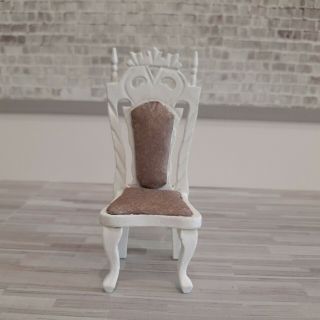 Dollhouse Miniature 1:12 Vintage White Wood Chair Lavender Seat & Back