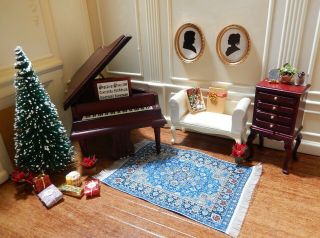 Vintage Parlor Furniture Grand Piano Armoire Arm Dollhouse Miniature 1:12