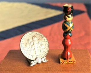 Vintage Artisan Signed Wooden Soldier Miniature Dollhouse Handcrafted 1:12