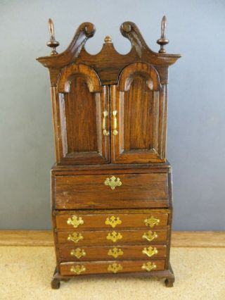 Vintage Victorian Dollhouse Furniture Chippendale Secretary Desk Cabinet 40
