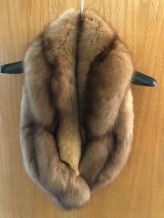 Vintage Medium Brown Mink Fur Collar Scarf Stole Wrap 40 " L