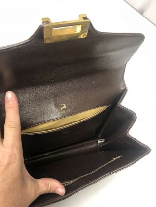 Vtg 50 - 60 ' s Koret Brown Leather Hand Bag ALLIGATOR Print Grain Purse Satchel 3