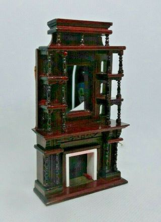 1:24 Scale Vintage Dollhouse Miniature Tall Mirrored Electric Fireplace